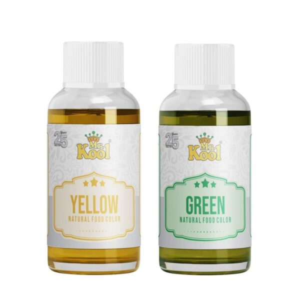 Mr. Kool Natural Food Color Yellow, Green 28 mL X 2 Pack