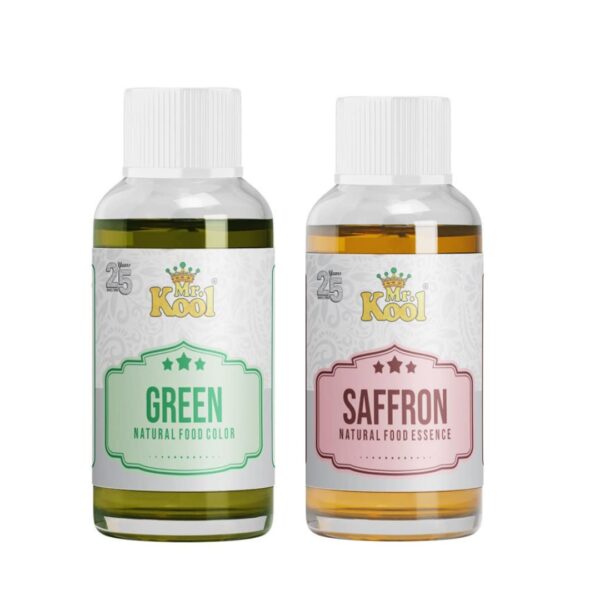 Mr. Kool Natural Food Color Green, Food Essence Saffron 28 mL X 2 Pack