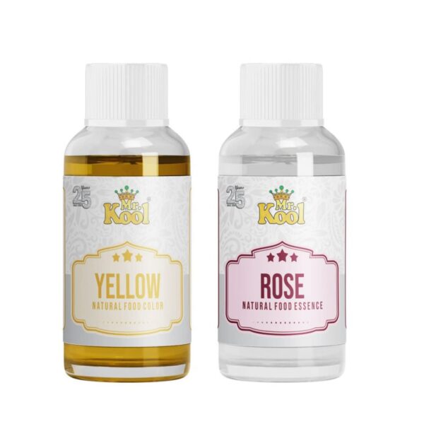 Mr. Kool Natural Food Color Yellow, Food Essence Rose 28 mL X 2 Pack