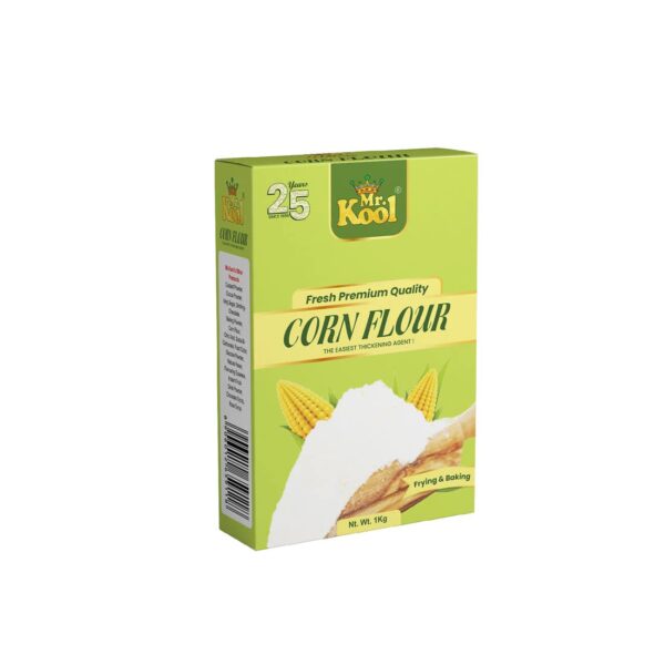 Mr. Kool Premium Quality Corn Flour Powder ( Makka Aata) for Frying, Baking and Cooking, Thickening Flour for Soups ,Gravies, Cakes 1 Kg.