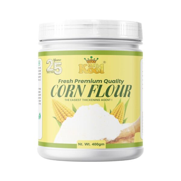 Mr. Kool Corn Flour Powder (Makka Aata) for Frying, Baking and Cooking, Thickening Flour for Soups,Gravies, Cakes 400 Gm