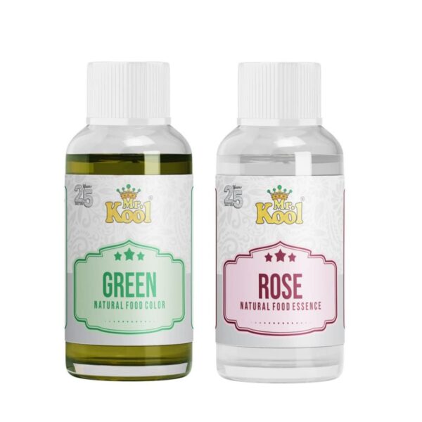 Mr. Kool Natural Food Color Green, Food Essence Rose 28 mL X 2 Pack