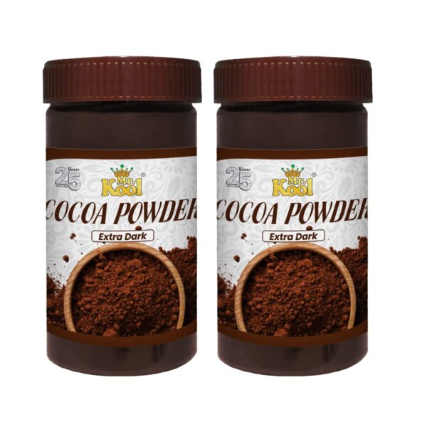 Mr. Kool Cocoa Powder Extra Dark for Making Cakes, Cookies, Chocolate,Shakes, Smoothies, Frosting 100 Gm X 2 Pack