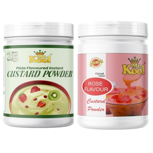 Mr. Kool Custard Powder Pista, Rose Jar 800 Gm X 2 Pack