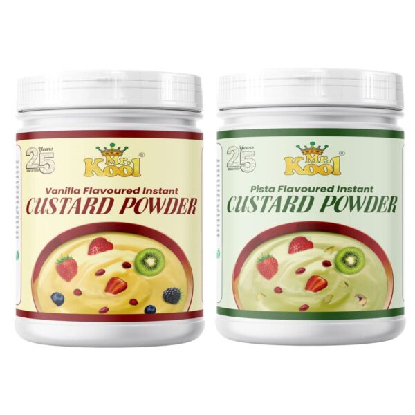 Mr. Kool Custard Powder Vanilla, Pista Jar 800 Gm X 2 Pack