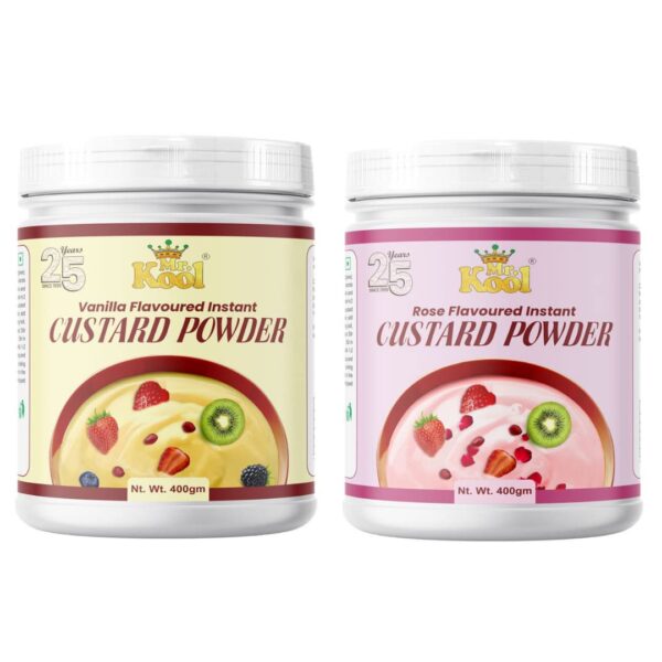 Mr. Kool Custard Powder Vanilla, Rose Jar 800 Gm X 2 Pack