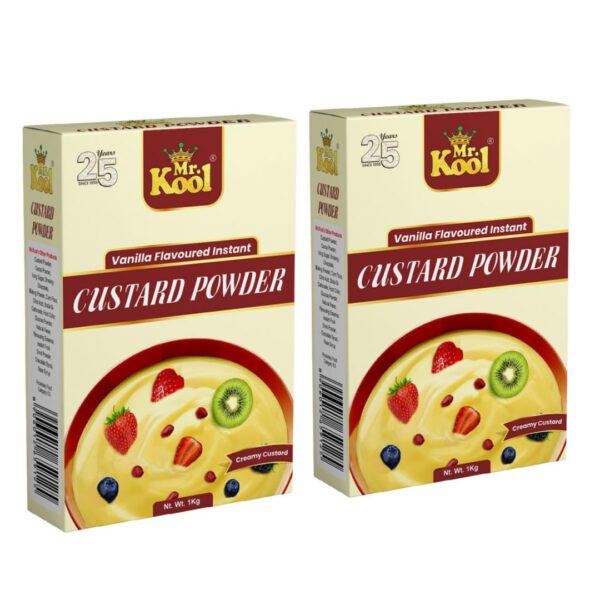 Mr. Kool Custard Powder Vanilla Flavor for making smooth, delicious and creamy custard, Best for making Fruit Salads and Puddings 1 Kg X 2 Pack